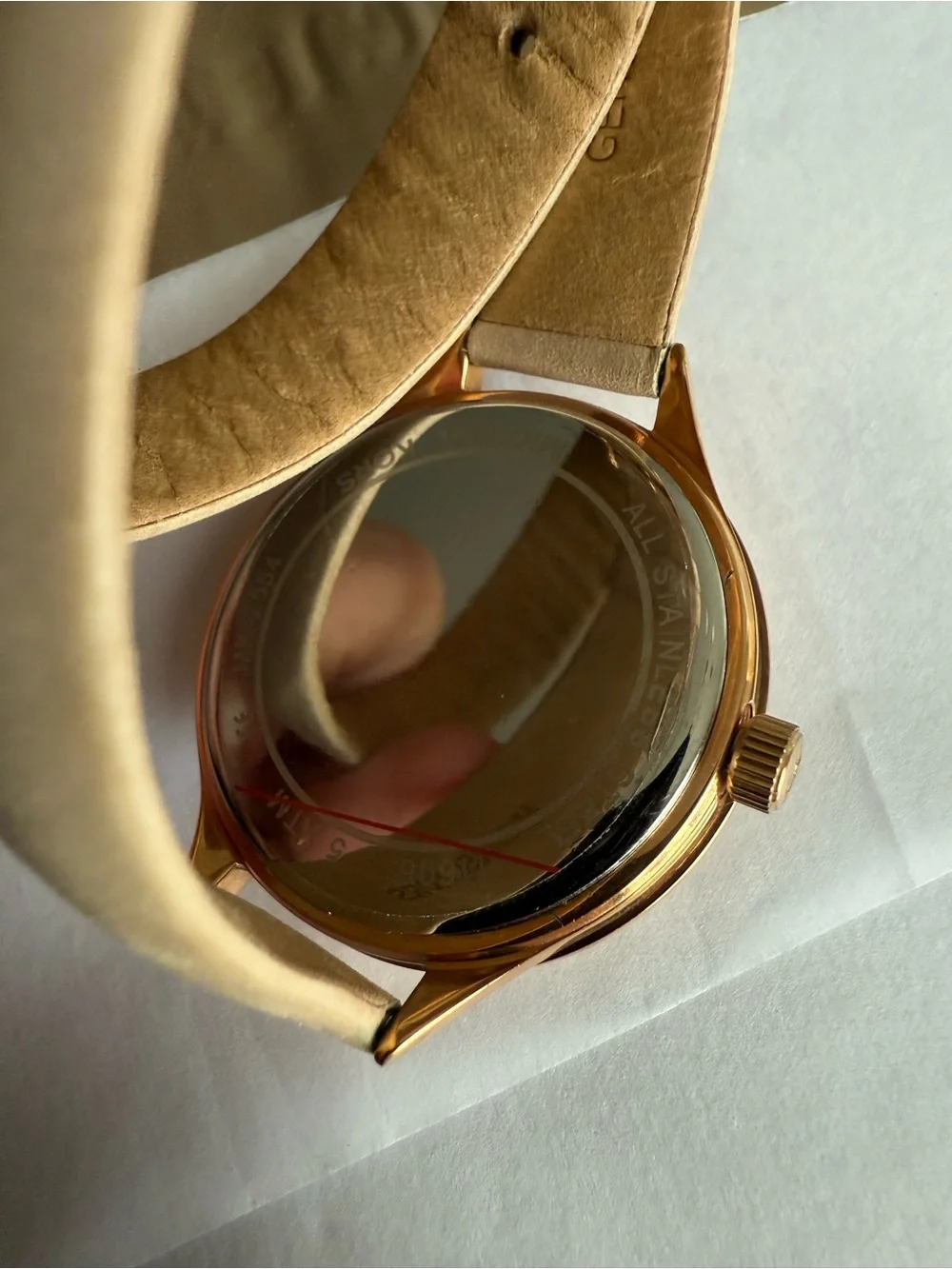 Michael Kors Rose Gold Watch with Beige Double-Wrap Leather Strap